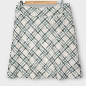 Talbots‎ Skirt Women Size 8 Gray Teal Plaid Wool Career Tartan Aqua Clueless Y2K
